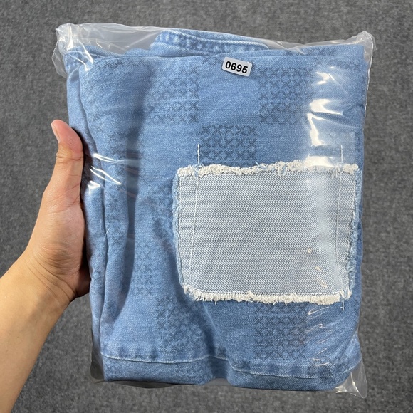 Vans Range Elastic Drawstring Mended Check Crop Pants Size Small Blue 0695 - Picture 10 of 10